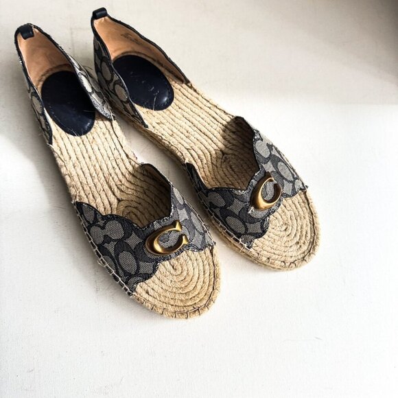 Coach Navy Blue Espadrille Sandals 10 - Picture 2 of 8